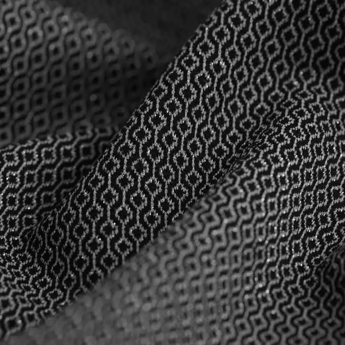 Geprüft Jersey Milano Minimotiv glänzend grau schwarz