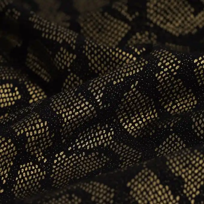 Strickstoff Milano Viskose geometrisches Motiv schwarz gold Exklusiv