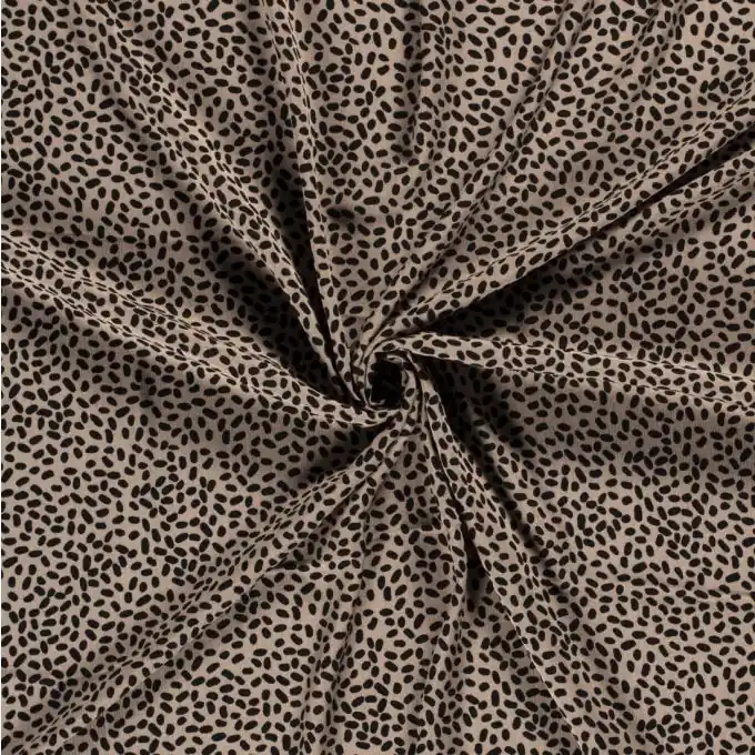 Viskose-Krepp schwarze Punkte beige Gleich Bestellen