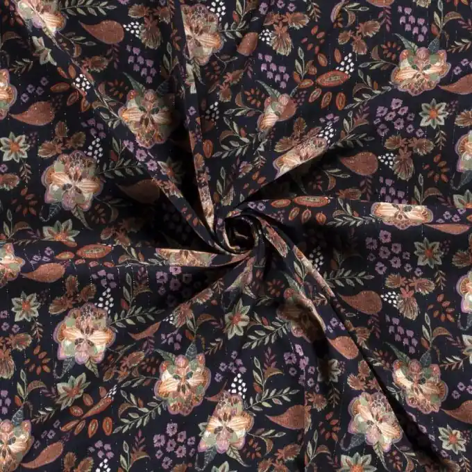 Viskose-Krepp indische Motive marineblau Finale Aktion