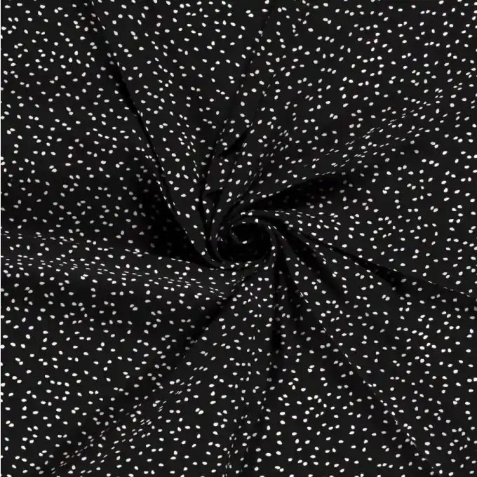 Direktkauf Viskose-Popeline Punkte schwarz