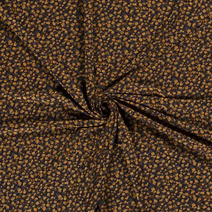 Jersey Viskose Blumen Ocker Marineblau Letzte Chance