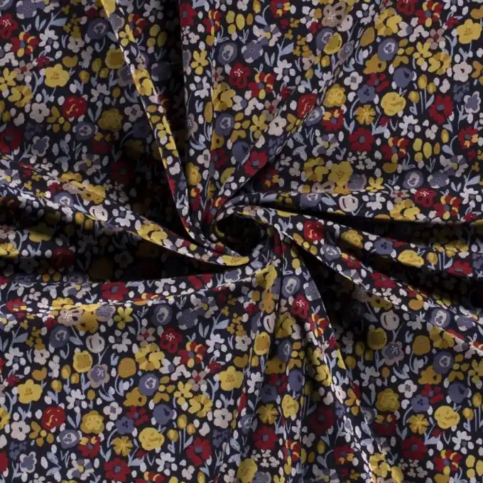 Bestseller Molton Alpenfleece / Fleece Blumen marineblau