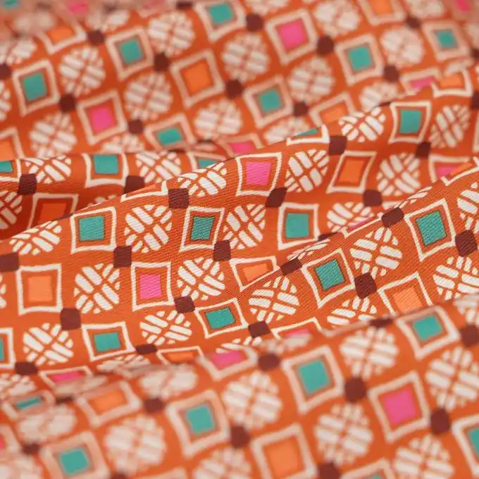 Twill recyceltes Polyester geometrisches Muster orange Sofort Bestellen