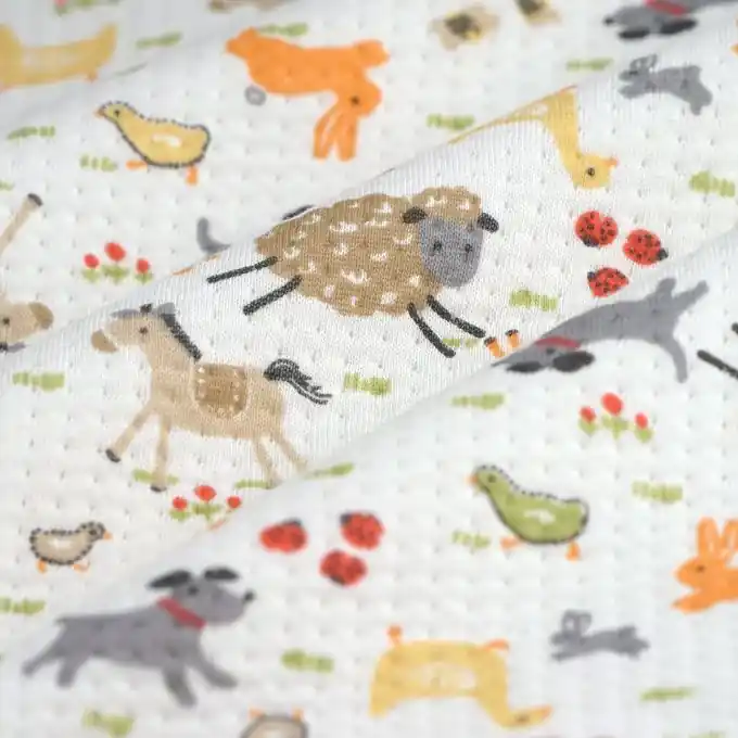 Baumwolljersey Piqué Bauernhoftiere écru Echt