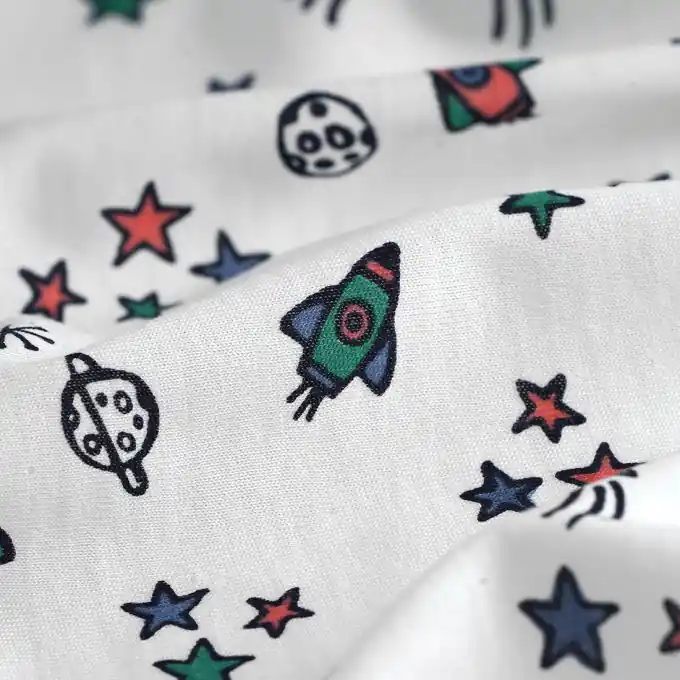 Baumwolljersey Raumschiffe weiß Ab Werk