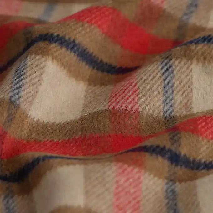 Exklusiv Wollstoff Karomuster karamell rot