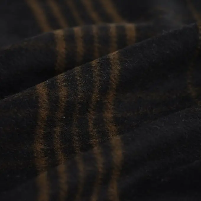 Wollstoff Mantel Karomuster schwarz Kamelhaar Highlight