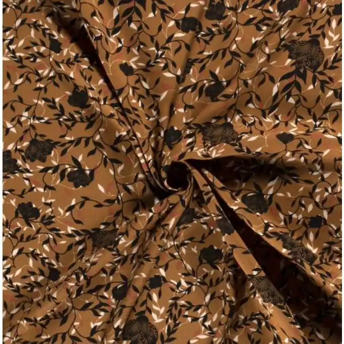 Kreppstoff Viskose Blumen Braun Heute Kaufen