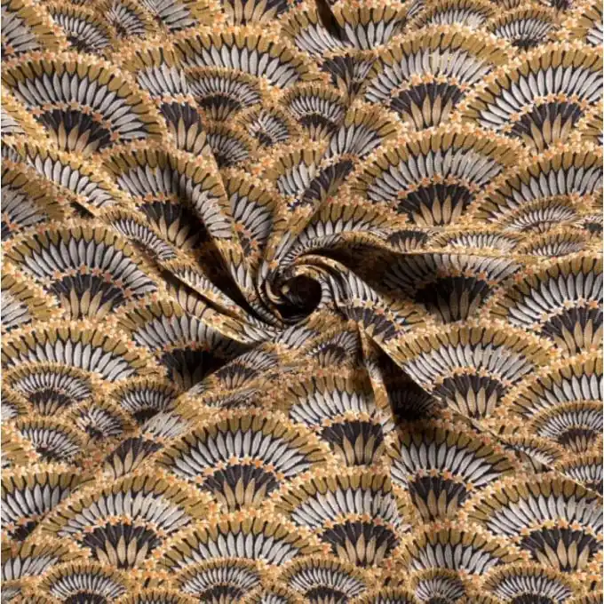 Kreppstoff Viskose Federn Gelb Marineblau Gleich Bestellen