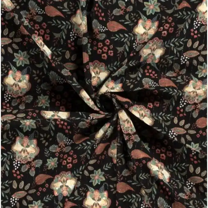 Kreppstoff Viskose Blumen Lurex Grün Angebot