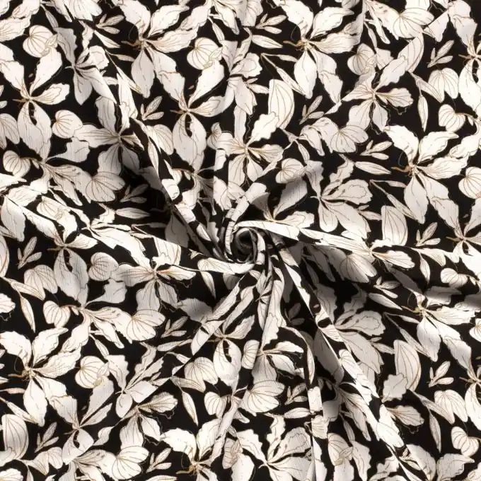 Saisonangebot Kreppstoff Viskose Blumen taupe