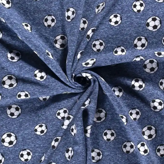 Sofort Bestellen Sweatshirtstoff Fußballmotive Blau