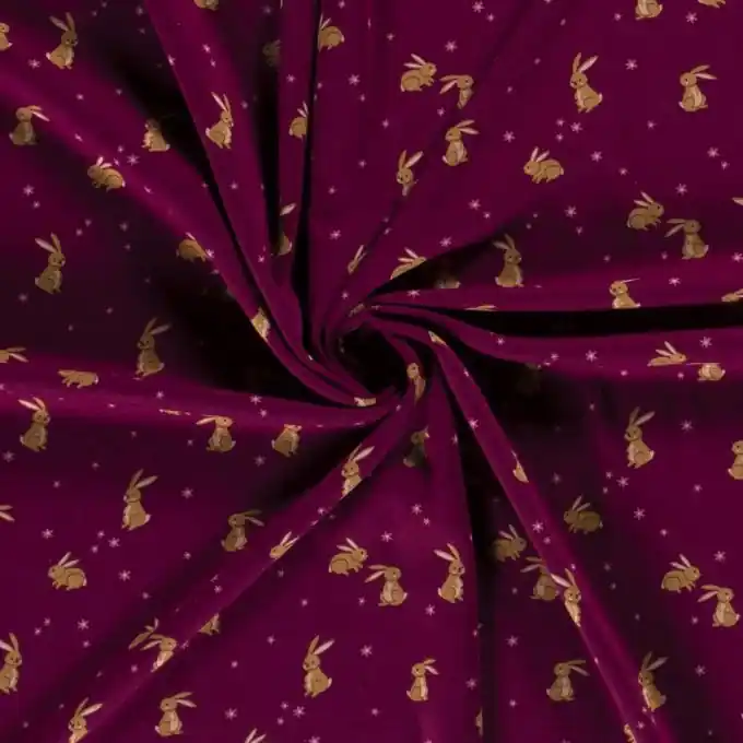 Begrenztes Angebot Alpenfleece Digitalprint Hasen weinrot