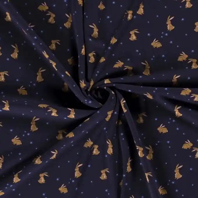 Geprüft Alpenfleece Digitalprint Hasen marineblau