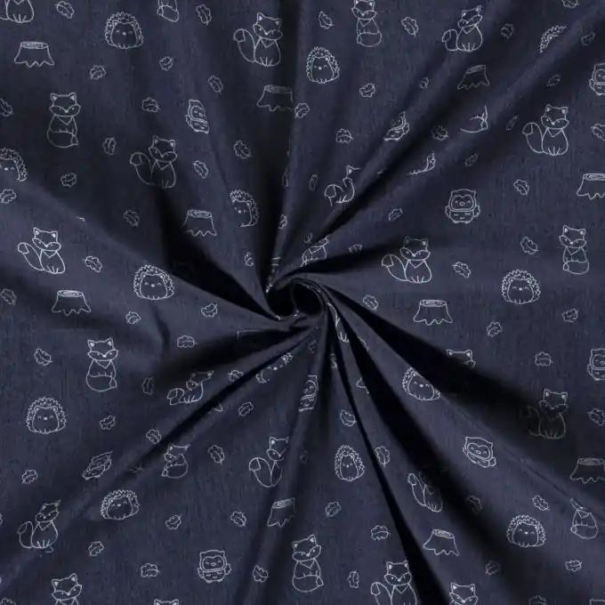 Dehnbarer Jeansstoff Tiere dunkelblau Wochenendangebot