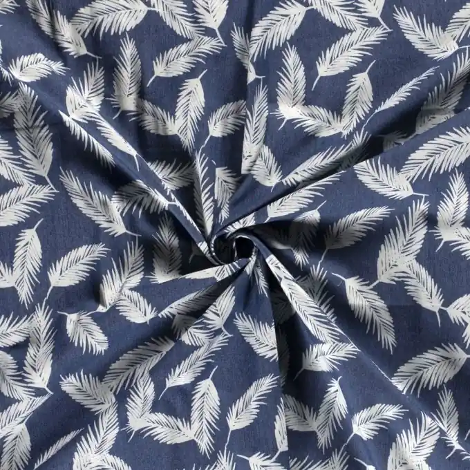 Billig Dehnbarer Jeansstoff Federn hellblau