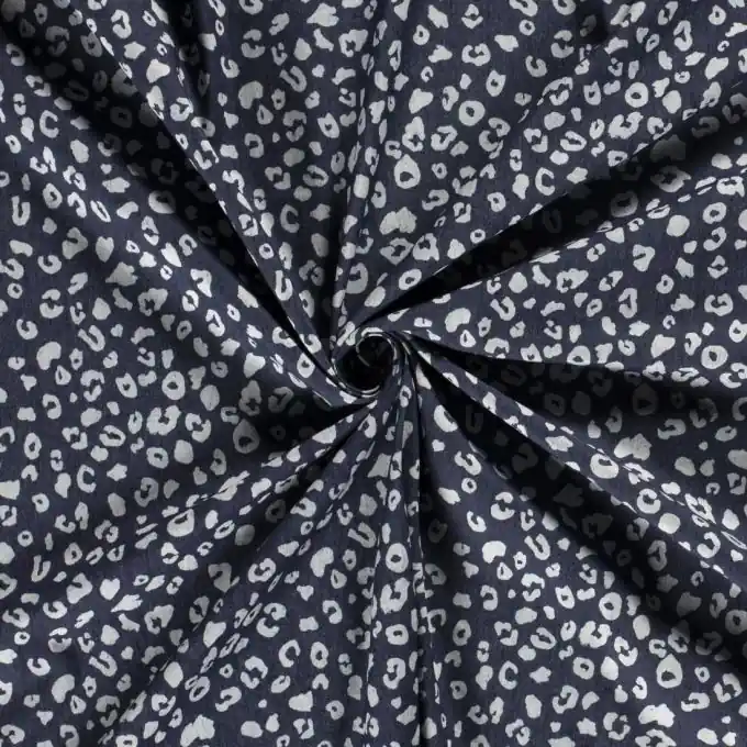 Dehnbarer Jeansstoff Leopardenmuster dunkelblau Zertifiziert