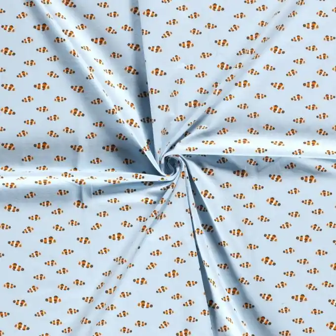 Baumwolljersey Clownfisch babyblau Neu Im Sortiment