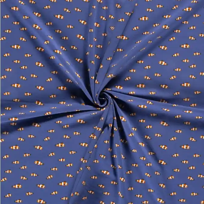 Preiswert Baumwolljersey Clownfisch indigoblau