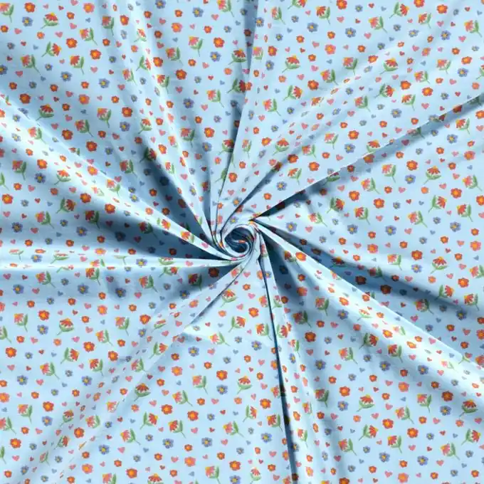 Baumwolljersey Gänseblümchen babyblau Heute Kaufen