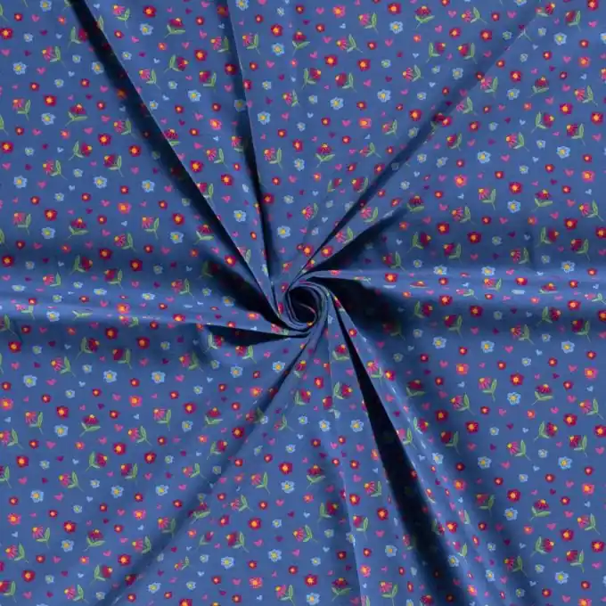 Jetzt Kaufen Baumwolljersey Gänseblümchen kobaltblau