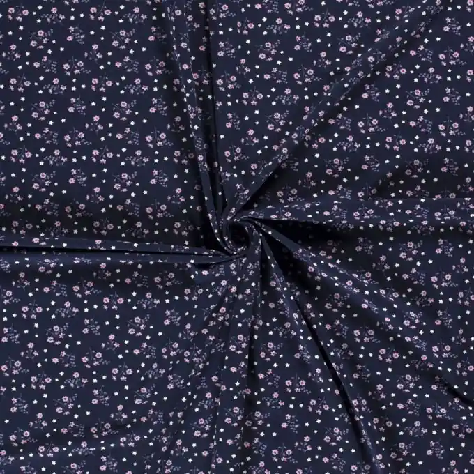 Abverkauf Baumwolljersey Blumen marineblau