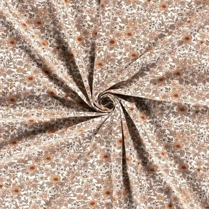 Geprüft Baumwolljersey Blumen ockergelb