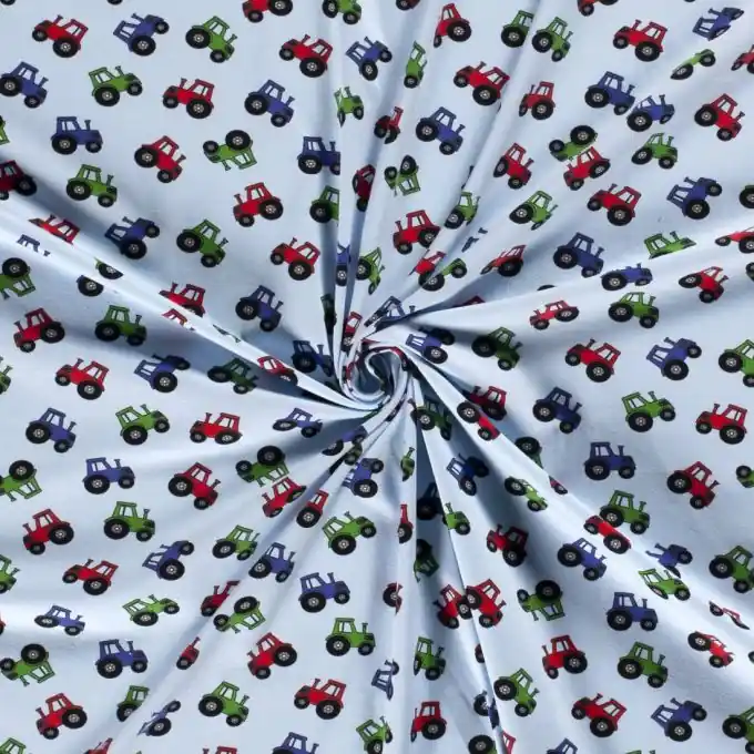 Baumwolljersey Traktor babyblau Wochenendangebot