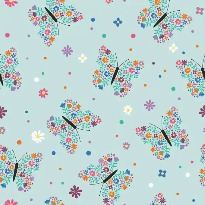 Online Kaufen Baumwolljersey Schmetterlinge mintgrün