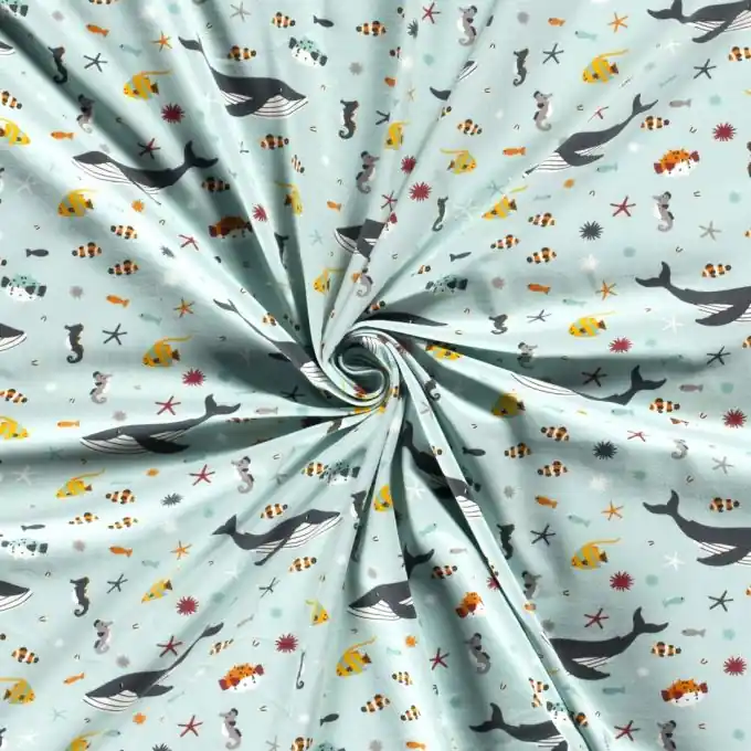 Ausverkauf Baumwolljersey Wale mintgrün