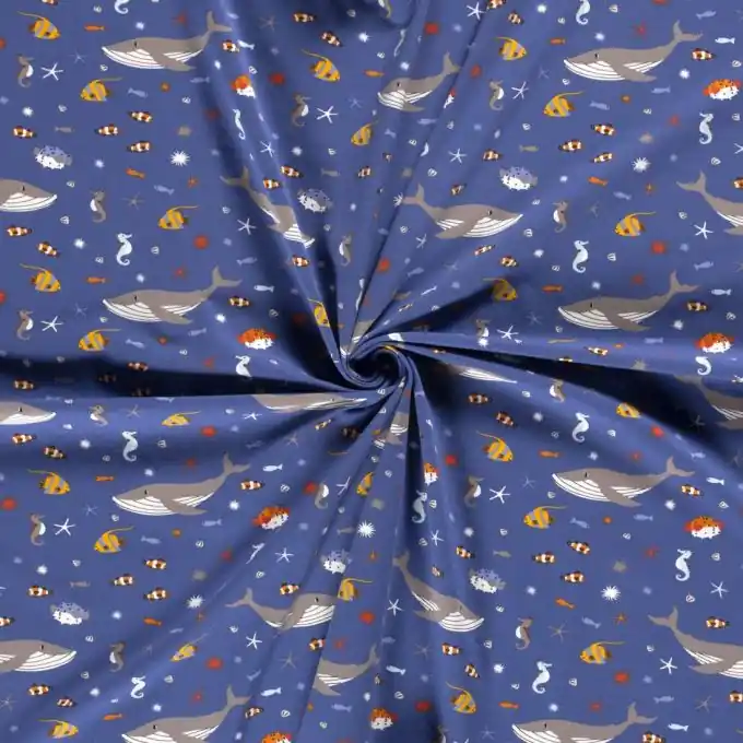 Baumwolljersey Wale indigo Im Trend