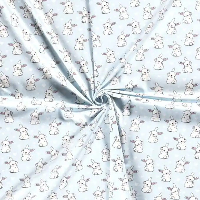 Baumwolljersey kleine Hasen Herzen mint Bestpreis