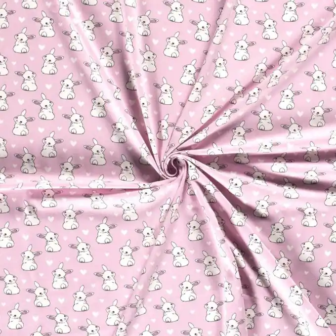 Baumwolljersey kleine Hasen rosa Solange Der Vorrat Reicht