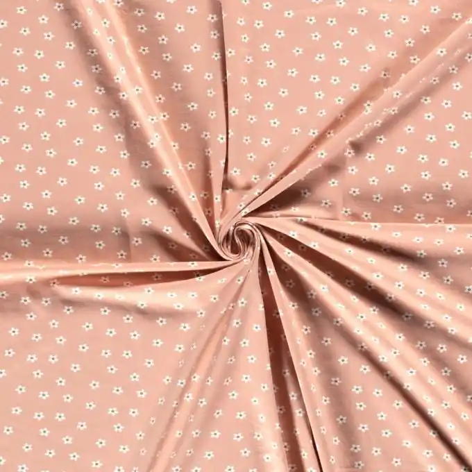 Baumwolljersey kleine Blumen lachsfarben Großhandel