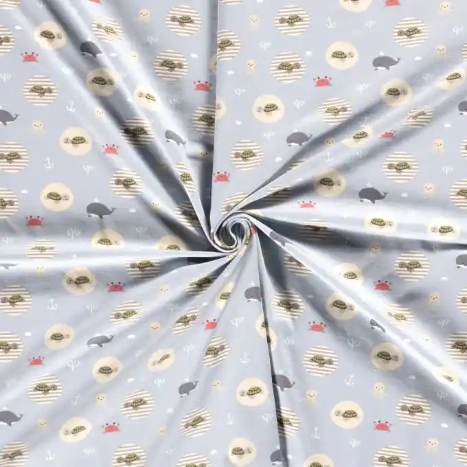 Neu Baumwolljersey Unterwasserwelt babyblau