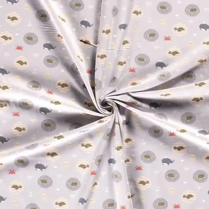 Baumwolljersey Unterwasserwelt hellgrau Nur Heute