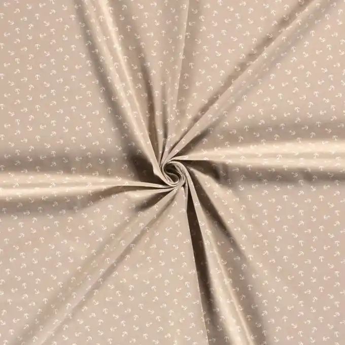 Super-Preis Baumwolljersey kleine Anker beige