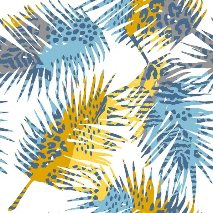 Sonderaktion Baumwolljersey Palmblätter indigo