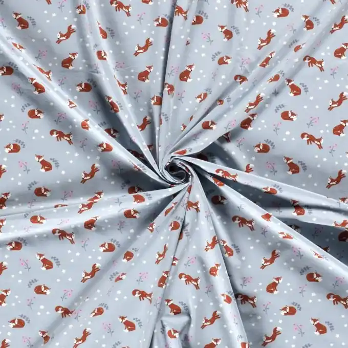 Neu Baumwolljersey Füchse babyblau