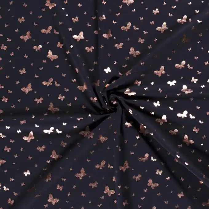 Kostenloser Versand Baumwolljersey Schmetterlinge marineblau