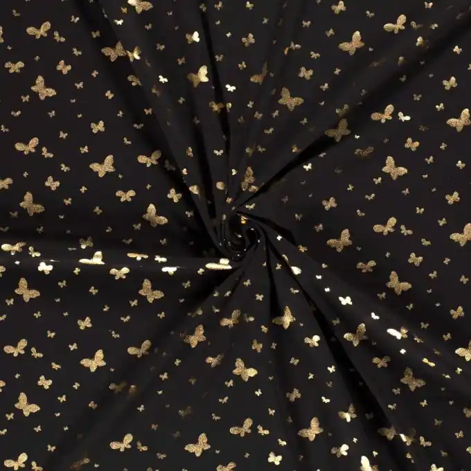 Neue Kollektion Baumwolljersey Schmetterlinge schwarz
