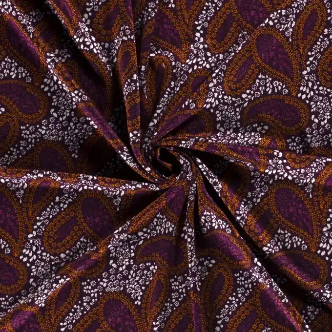 Viskosejersey Paisley bordeauxrot Geld-Zurück-Garantie