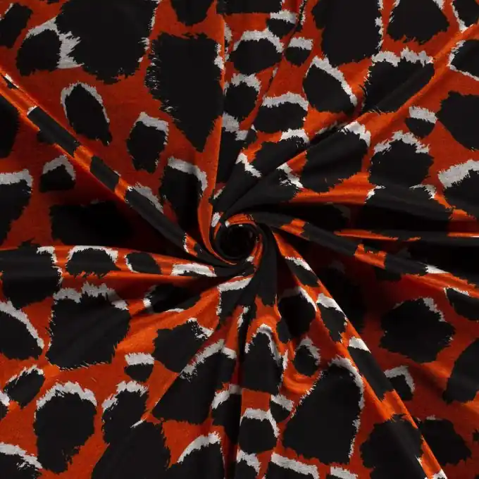 Viskosejersey Flecken 3D schwarz orange Finale Aktion