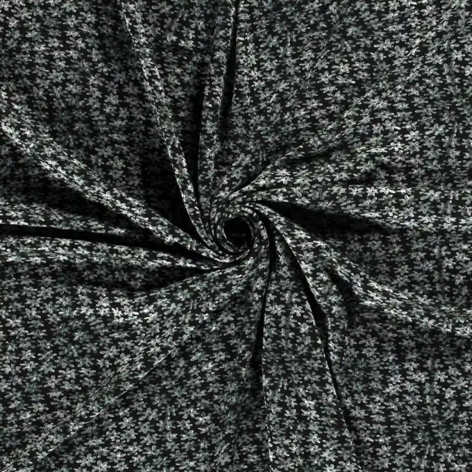 Zertifiziert Viskosejersey Gänseblümchen Petrolblau