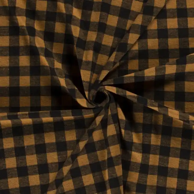 Ausverkauf Polyester-Flanell Karos ockergelb