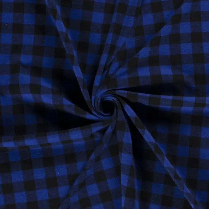 Jetzt Kaufen Polyester-Flanell Karos Indigo