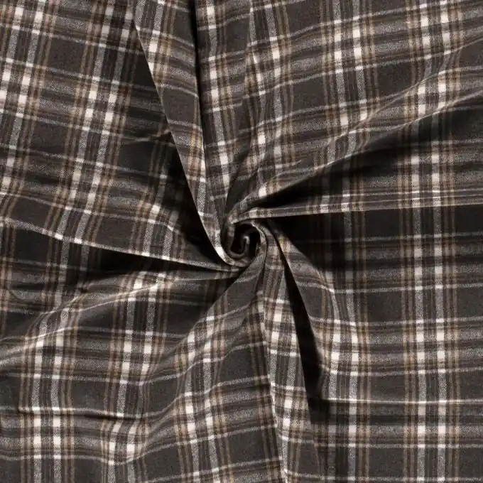 Handgefertigt Wollstoff Polyester Karos grau beige