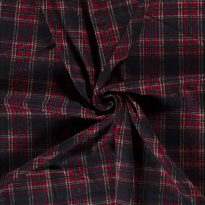 Wollstoff Polyester schottisches Karomuster marineblau rot Weltweiter Versand