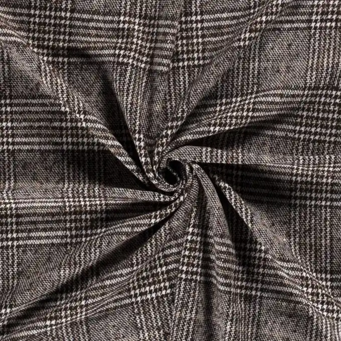 Wollstoff Polyester Hahnentrittmuster braun Premium